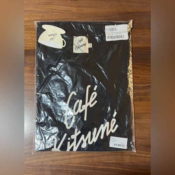 Maison Kitsuné Cafe Kitsune CLASSIC T-SHIRT Black Tee Men’s Size XXL - Picture 6 of 11
